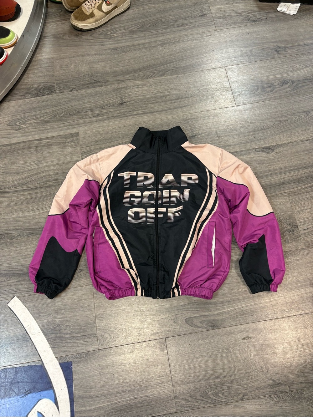 "Trap goin Off" Black and Purple Track Jacket